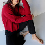 Wool V-Neck Knit Red