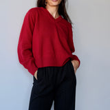 Wool V-Neck Knit Red