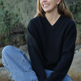 Wool V-Neck Knit Black