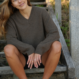 Wool V-Neck Knit Chocolate