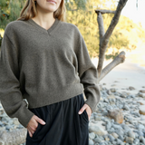 Wool V-Neck Knit Chocolate