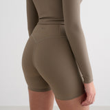 Ribbed Performance Midi Biker Shorts Nougat