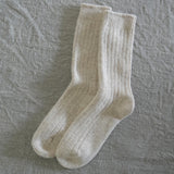 Ribbed Cashmere Wool Knit Socks Natural