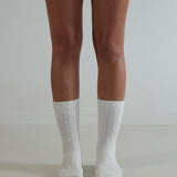 Ribbed Cashmere Wool Knit Socks Milk