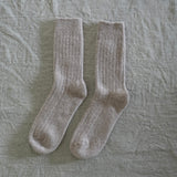 Ribbed Cashmere Wool Knit Socks Taupe