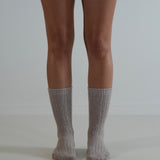Ribbed Cashmere Wool Knit Socks Taupe