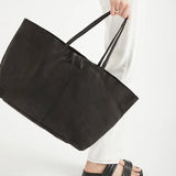 Unlined Leather Tote Black