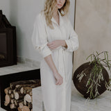 COTTON/SILK LONG SLEEVE DRESS - IVORY