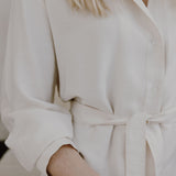 COTTON/SILK LONG SLEEVE DRESS - IVORY