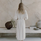 COTTON/SILK LONG SLEEVE DRESS - IVORY