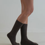 X Long Cashmere Wool Socks Brown