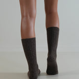 X Long Cashmere Wool Socks Brown
