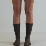 X Long Cashmere Wool Socks Brown