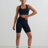 Ribbed Seamless Biker Shorts | Navy