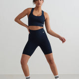 Ribbed Seamless Biker Shorts | Navy