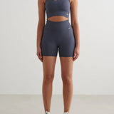 Ribbed Seamless Midi Bike Shorts Storm Blue