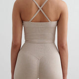Shape Seamless Cross Back Bralette Beige