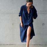 Belle Oversized Cotton Dress Navy