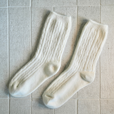 Cashmere/Wool Cable Knit Socks Milk