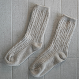 Cashmere/Wool Cable Knit Socks Natural