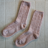 Cashmere/Wool Cable Knit Socks Pink