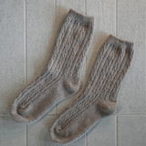 Cashmere/Wool Cable Knit Socks Taupe