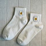 Cotton Daisy Socks White